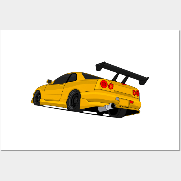 SKYLINE GTR R34 GOLD Wall Art by VENZ0LIC